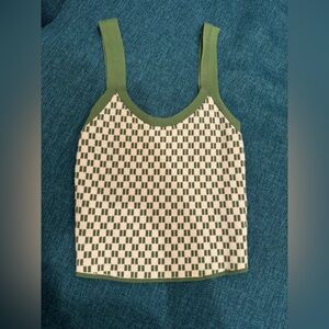 NWOT Abercrombie & Fitch Green and Cream Sweater Knit Tank Top